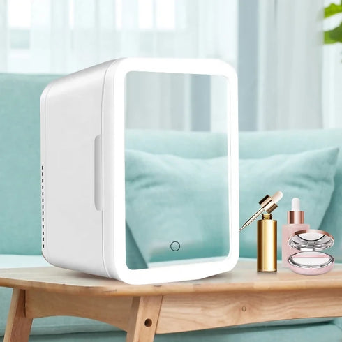 Mini Car Fridge Cooler Heater Portable Car Fridges Mirror Makeup Dual Use DC12V